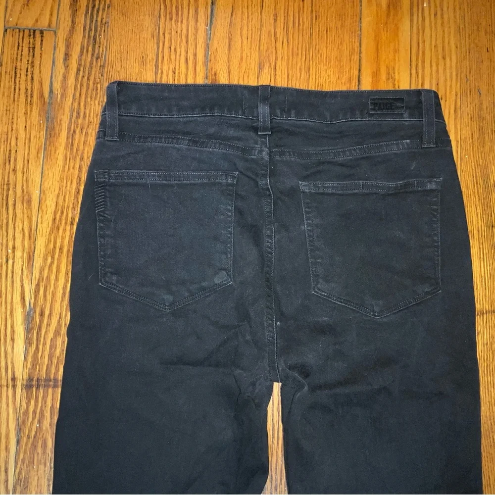 PAIGE High Rise Edgemont Skinny Jeans Zipper Details Black Made in USA Size 30 - Picture 7 of 8